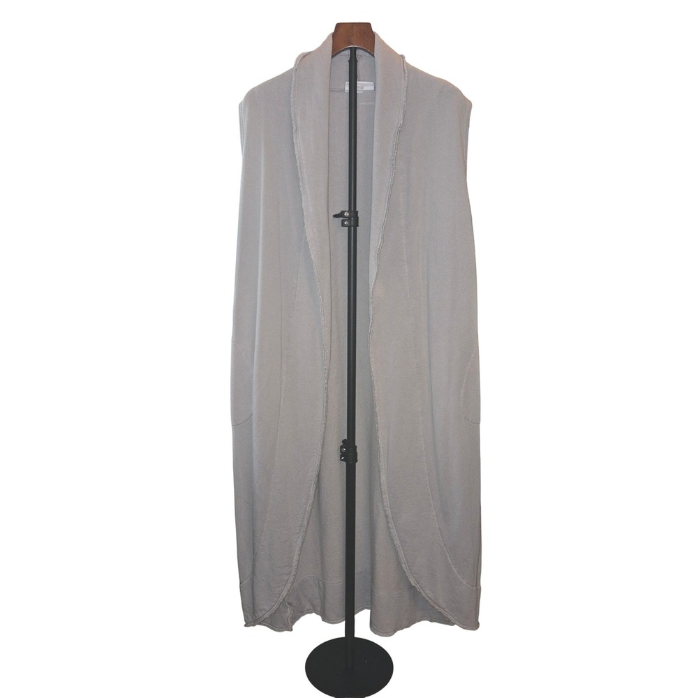 Bryn Walker Womens Size S Grey Bamboo Organic Cotton Fleece Long Vest Duster